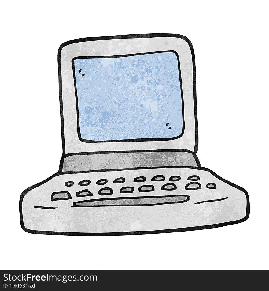 textured cartoon old computer