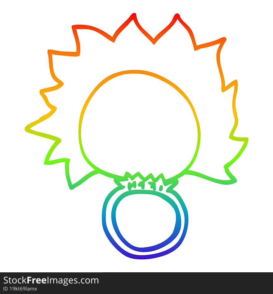 rainbow gradient line drawing cartoon fire ball ring