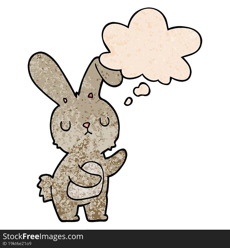 cute cartoon rabbit with thought bubble in grunge texture style. cute cartoon rabbit with thought bubble in grunge texture style