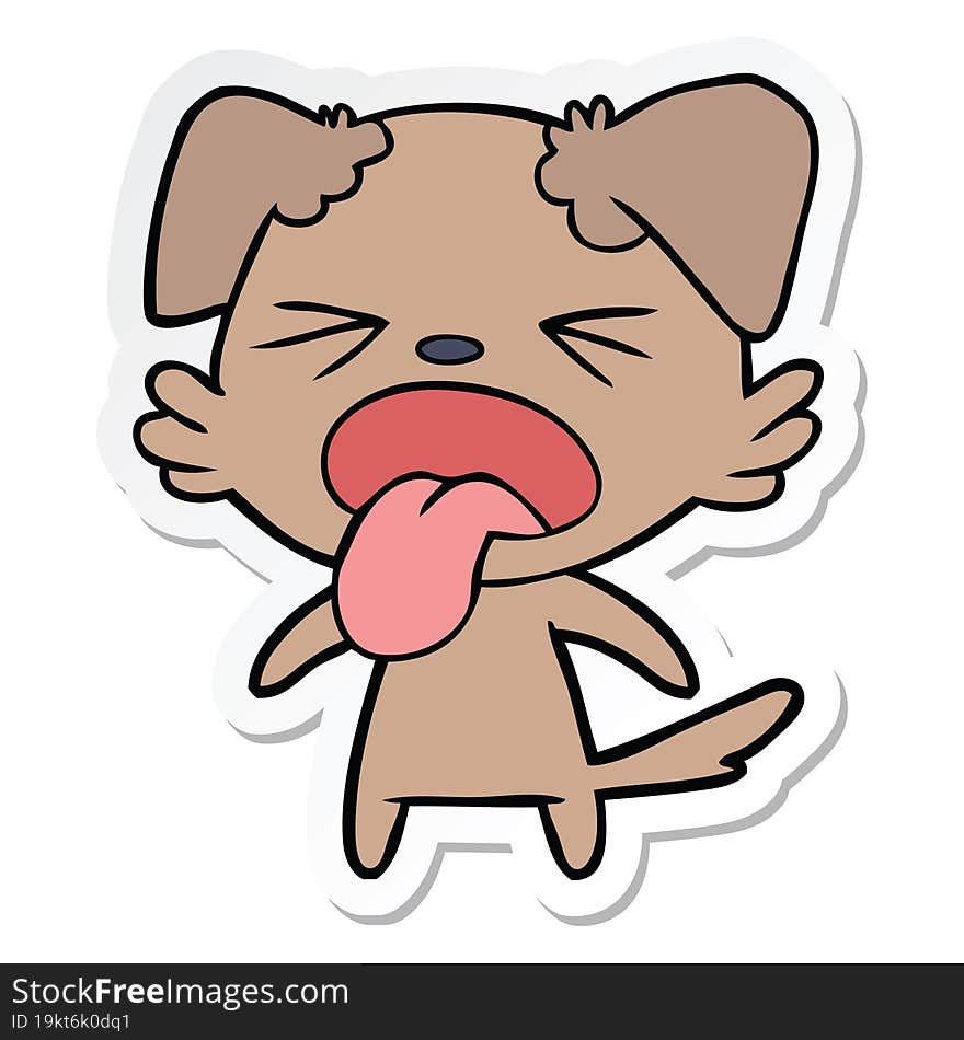 Sticker Of A Cartoon Disgusted Dog