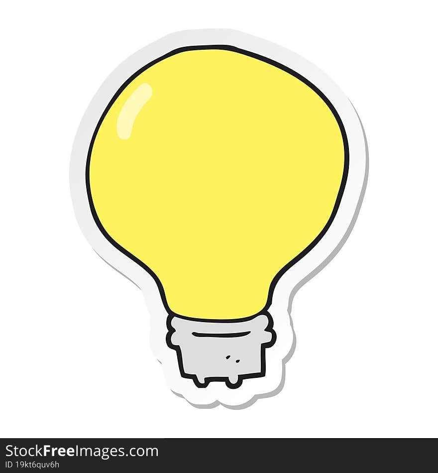 sticker of a cartoon light bulb