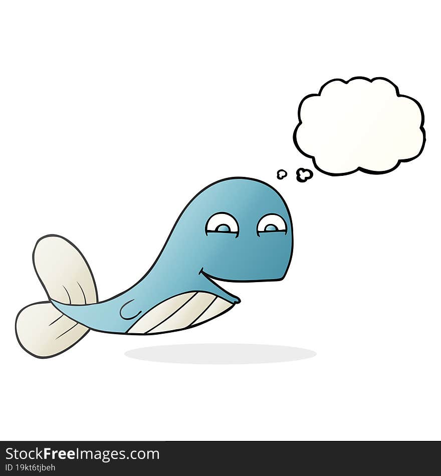 freehand drawn thought bubble cartoon whale