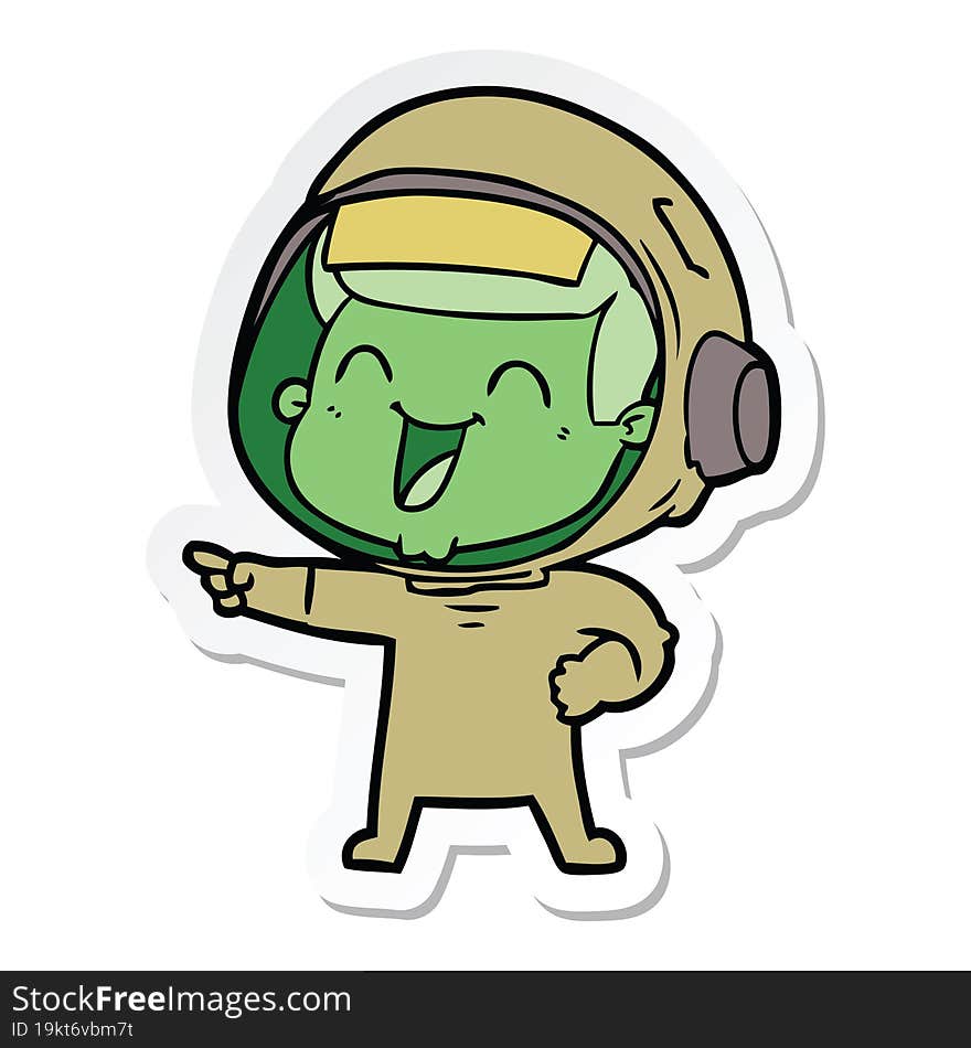 sticker of a happy cartoon astronaut