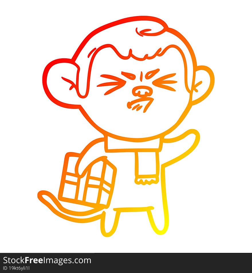 warm gradient line drawing cartoon annoyed monkey