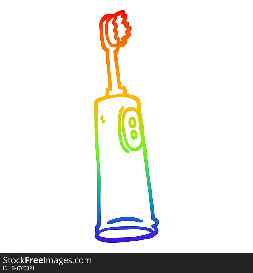 rainbow gradient line drawing cartoon electric toothbrush