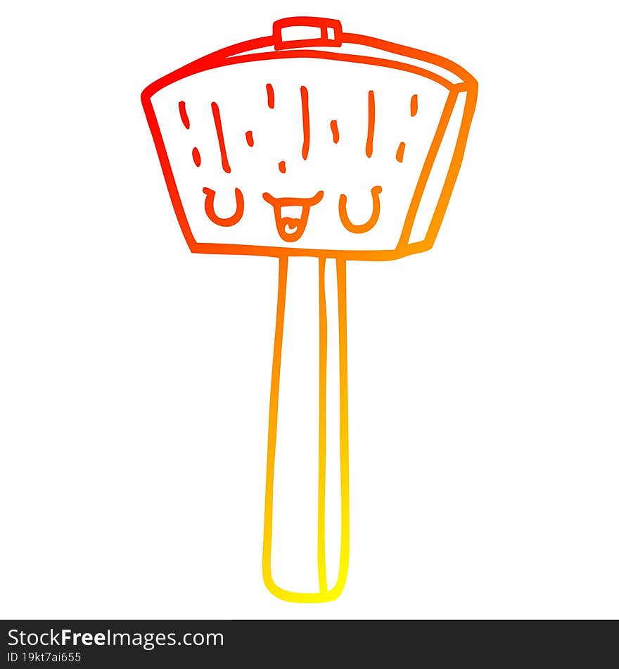 warm gradient line drawing cartoon mallet