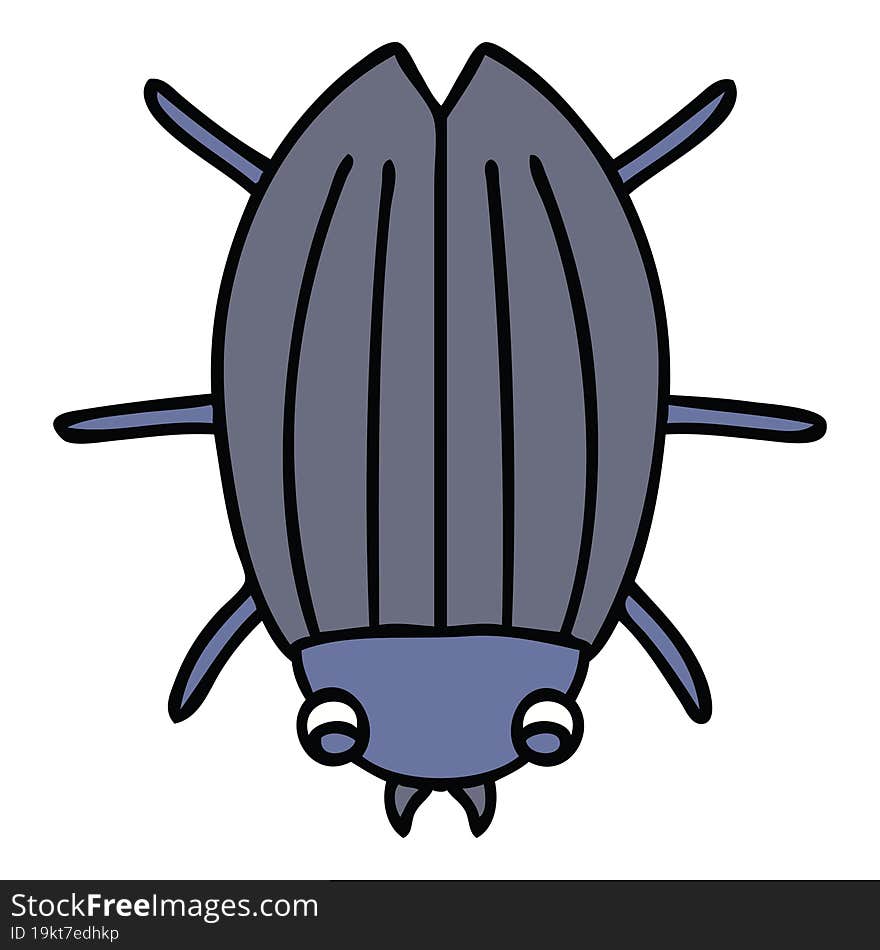 Quirky Hand Drawn Cartoon Beetle