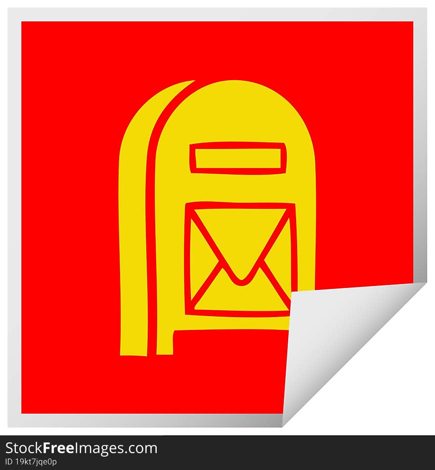 square peeling sticker cartoon mail box