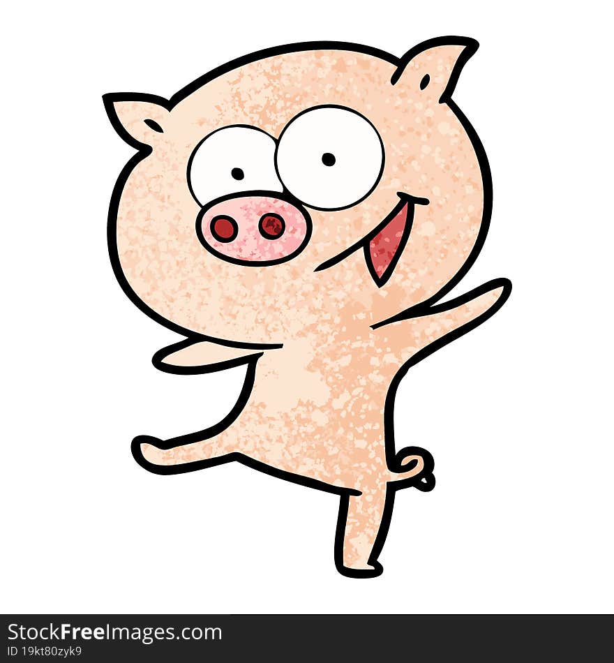 cheerful dancing pig cartoon. cheerful dancing pig cartoon