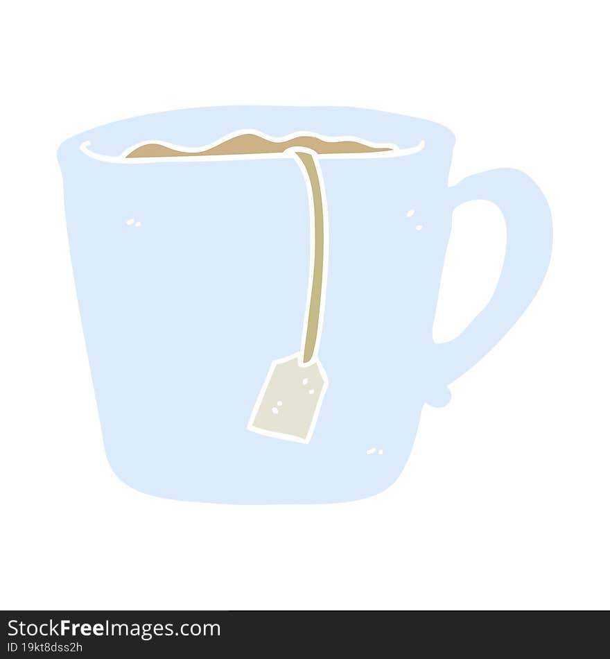 flat color illustration of a cartoon mug of tea