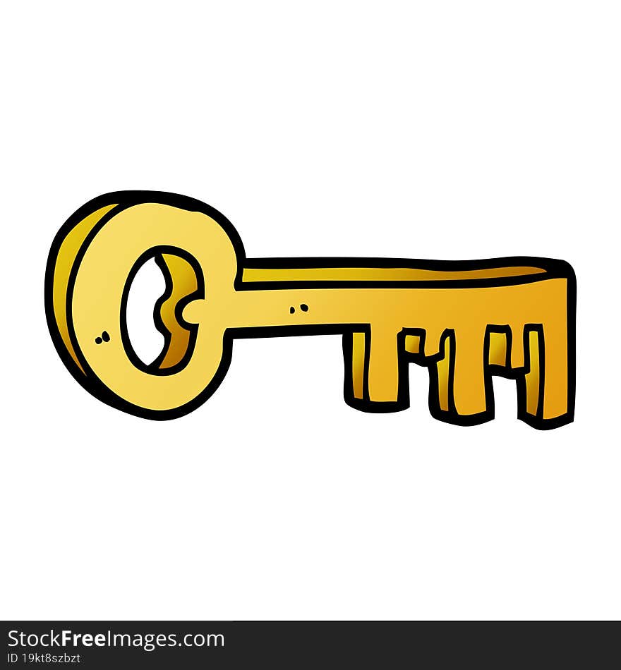 cartoon doodle gold key