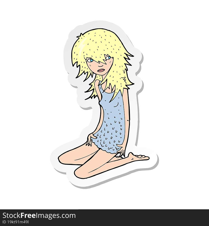 sticker of a cartoon pretty girl