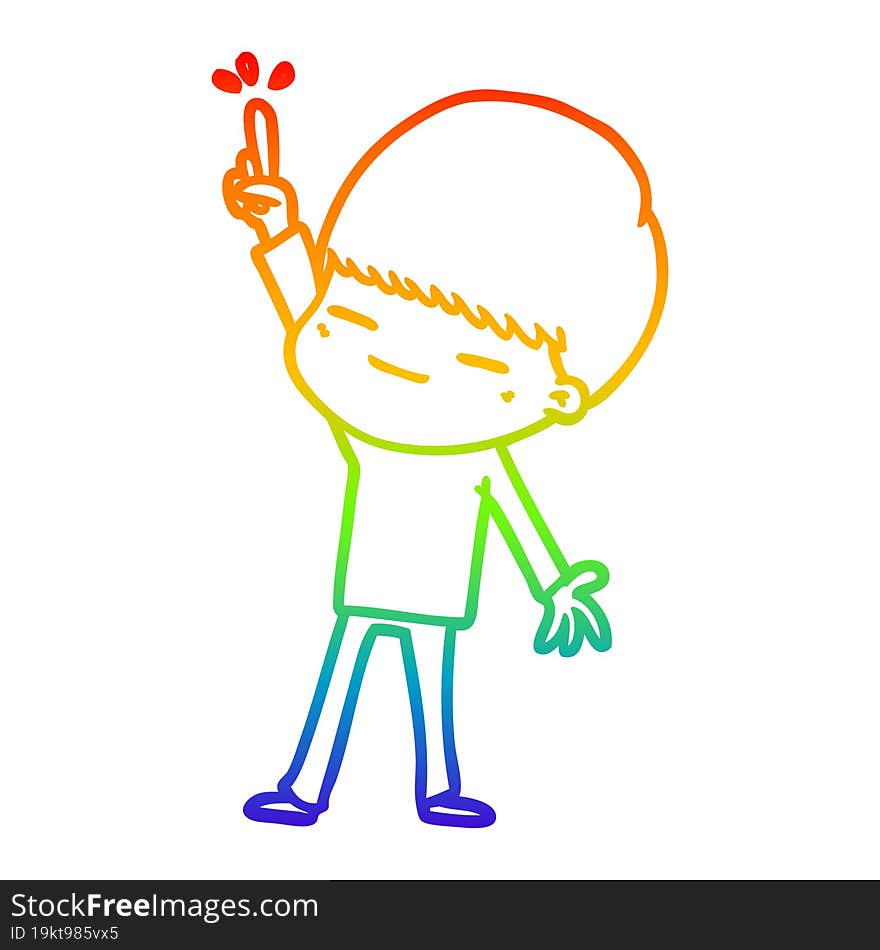 rainbow gradient line drawing cartoon smug boy