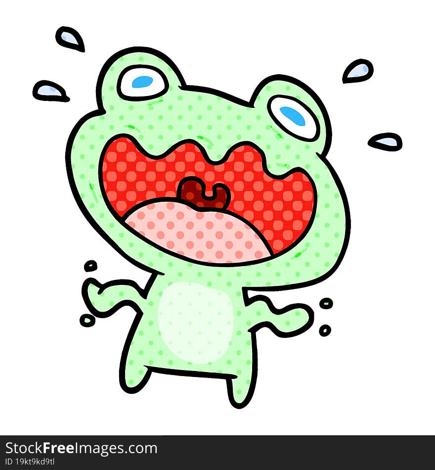 cute cartoon frog frightened. cute cartoon frog frightened