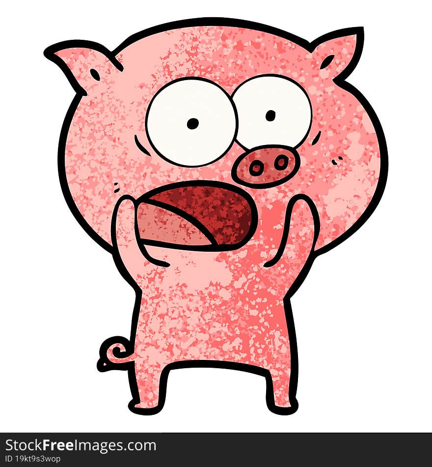 cartoon pig shouting. cartoon pig shouting