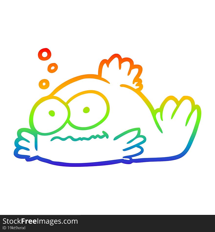 rainbow gradient line drawing funny goldfish