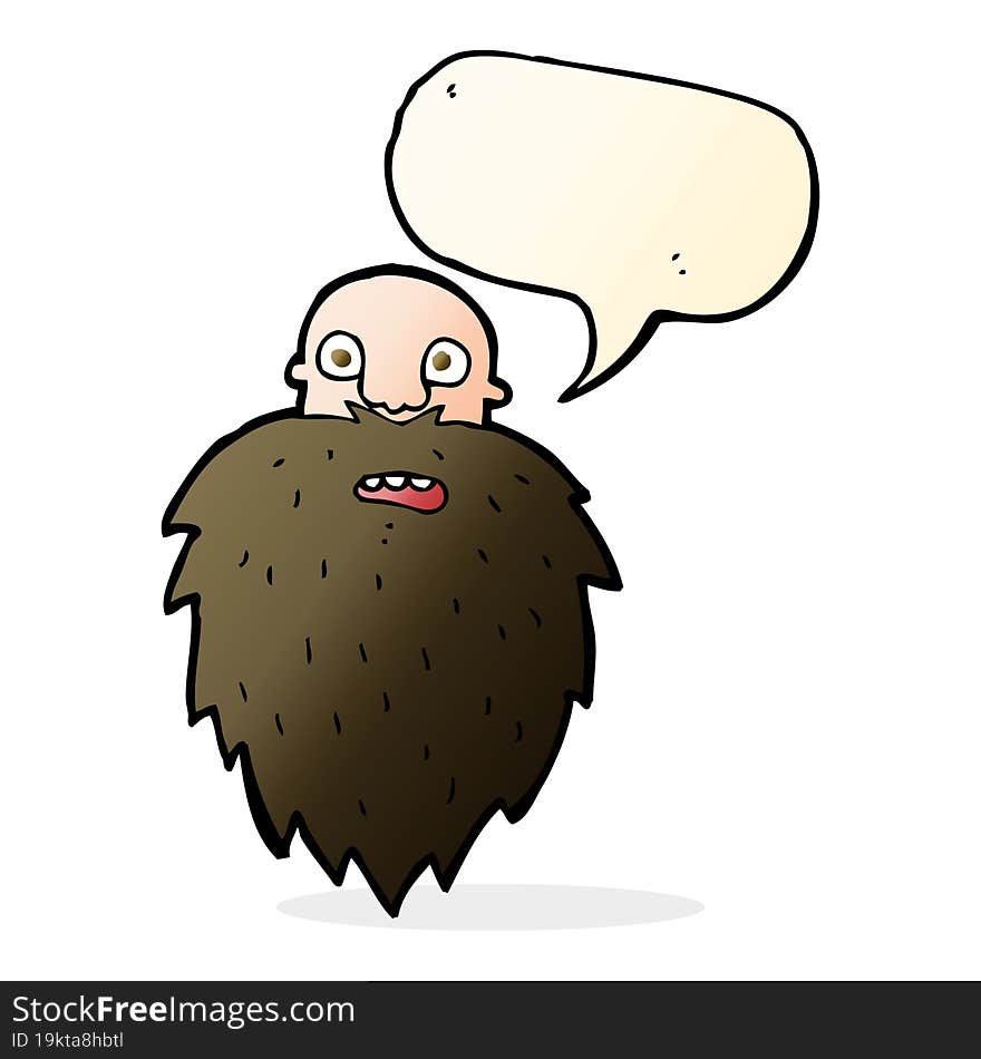 cartoon bearded man with speech bubble