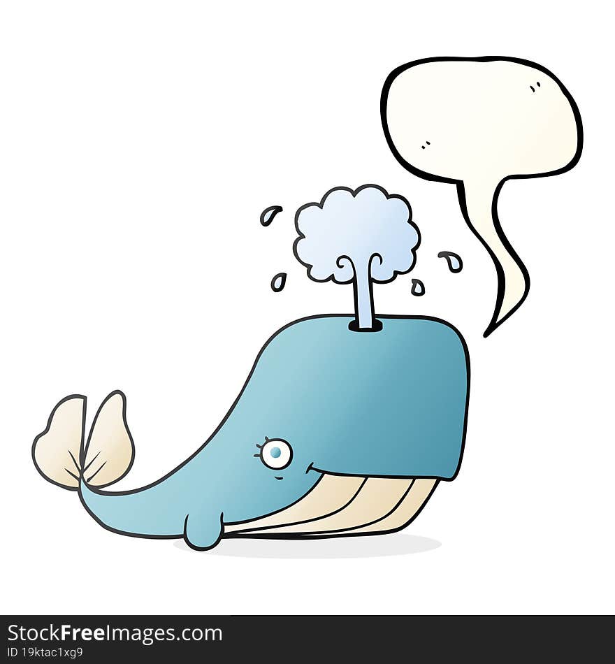 Speech Bubble Cartoon Whale Spouting Water