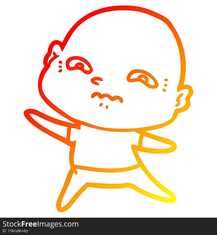 warm gradient line drawing cartoon nervous man