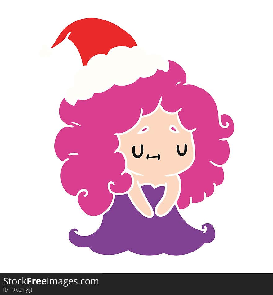 hand drawn christmas cartoon of kawaii girl