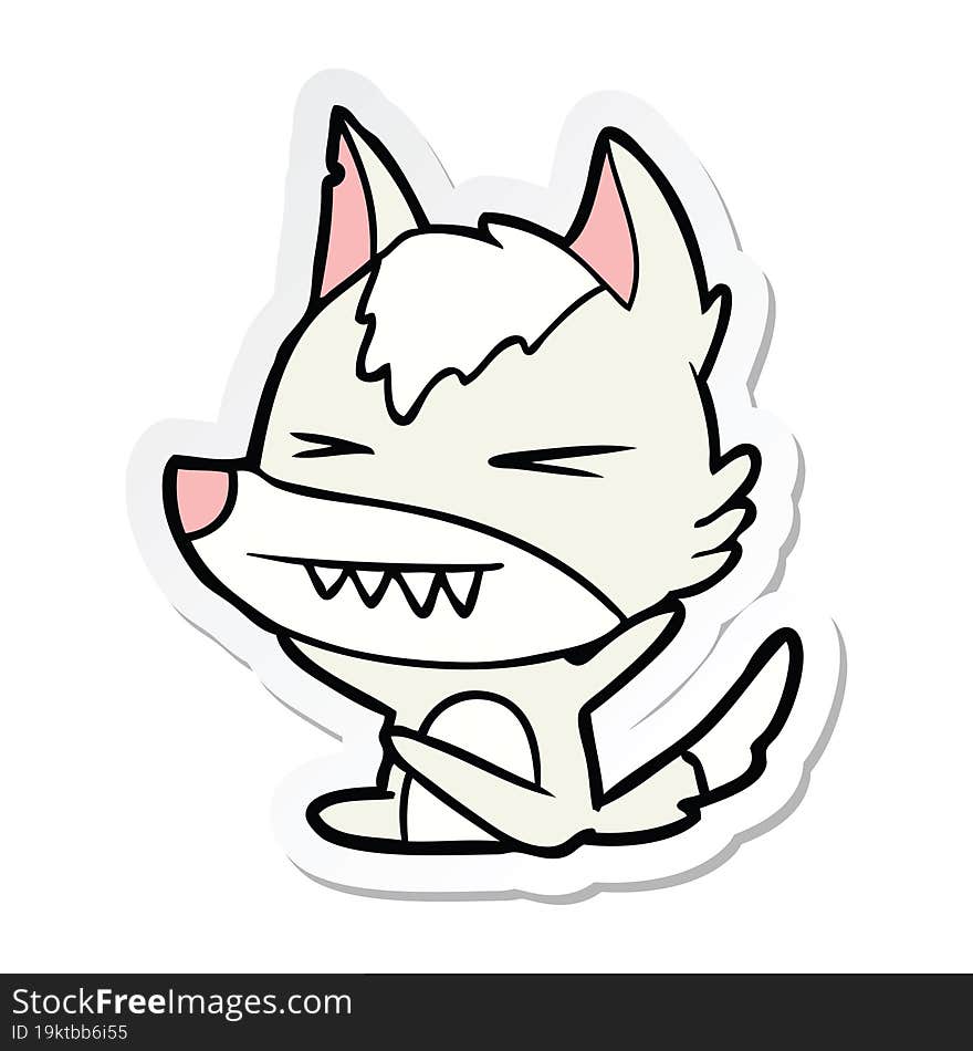 Sticker Of A Angry Wolf Cartoon