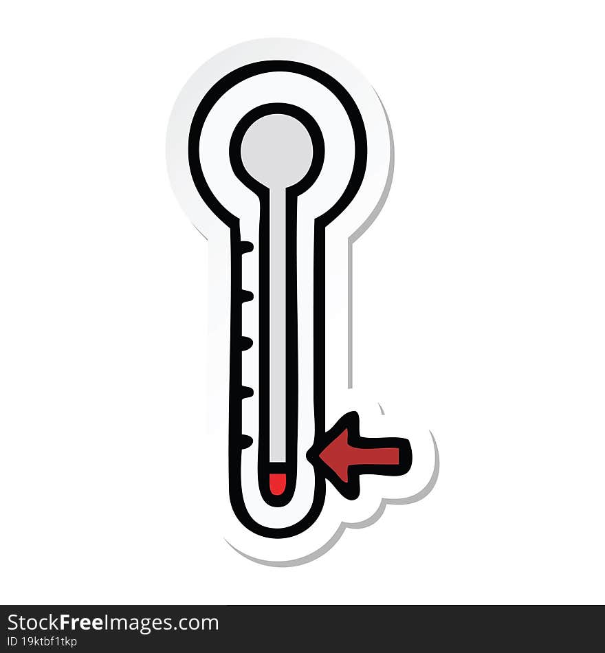 sticker of a cute cartoon cold thermometer