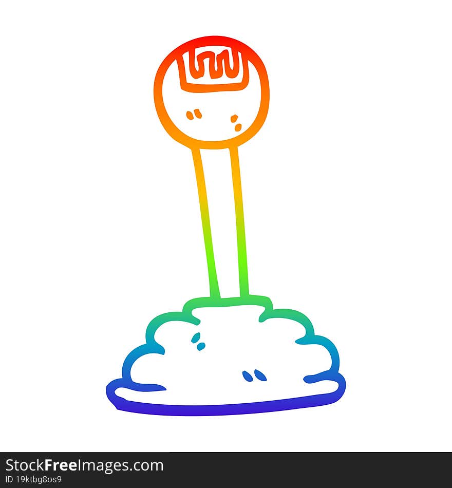 rainbow gradient line drawing of a cartoon gear stick