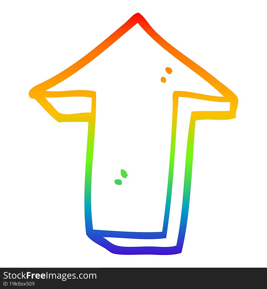 rainbow gradient line drawing cartoon arrow pointing direction