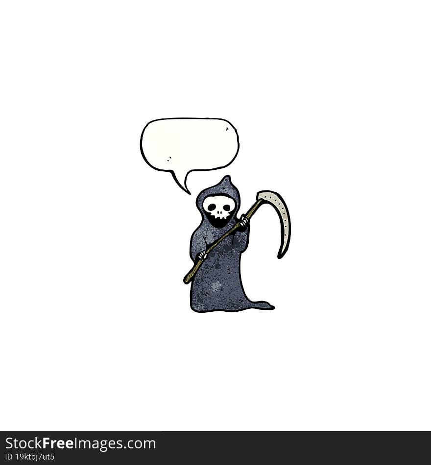 Death With Speech Bubble And Scythe