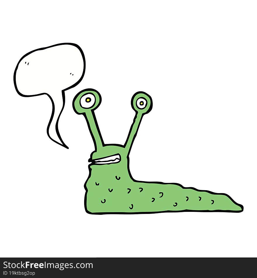 Cartoon Slug With Speech Bubble