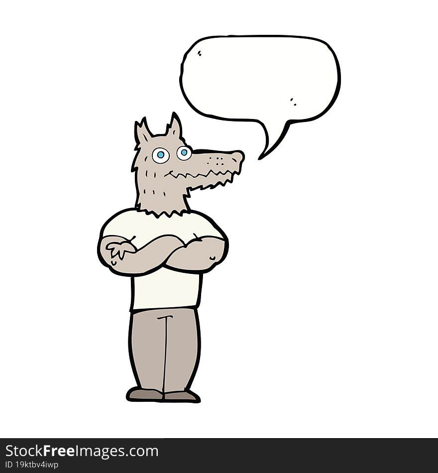 cartoon werewolf with speech bubble