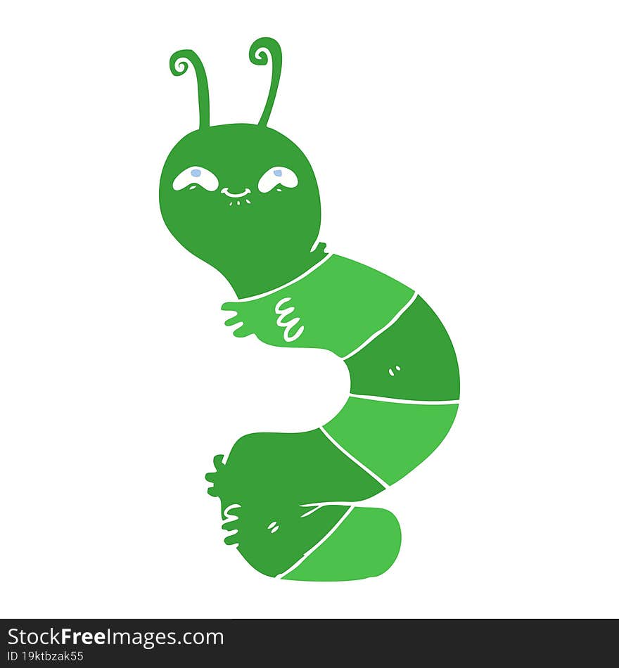 flat color style cartoon happy caterpillar