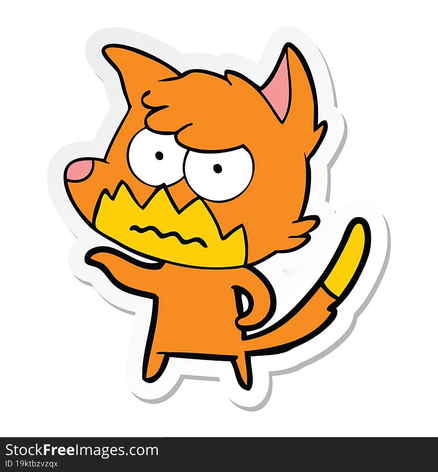 Sticker Of A Cartoon Annoyed Fox