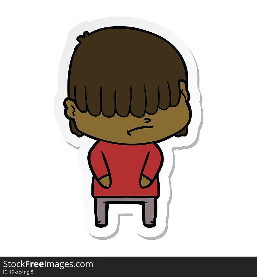 sticker of a cartoon boy with untidy hair