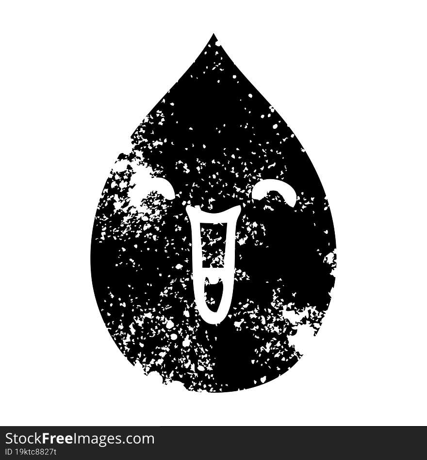 quirky distressed symbol emotional rain drop