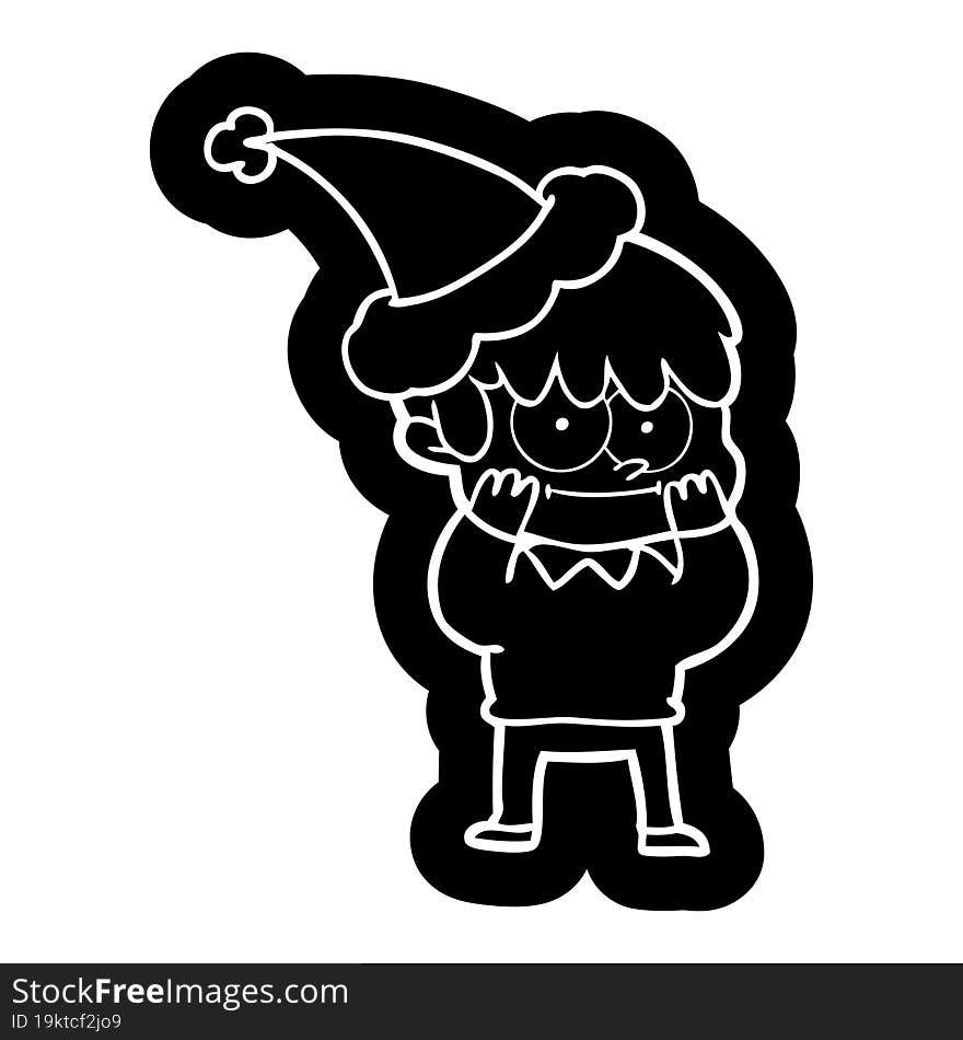 Happy Cartoon Icon Of A Man Wearing Santa Hat