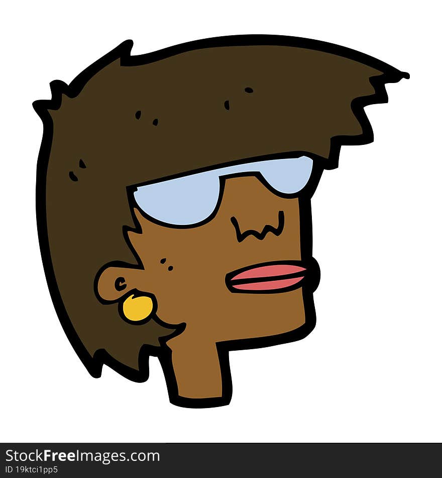 Cartoon Female Face With Glasses