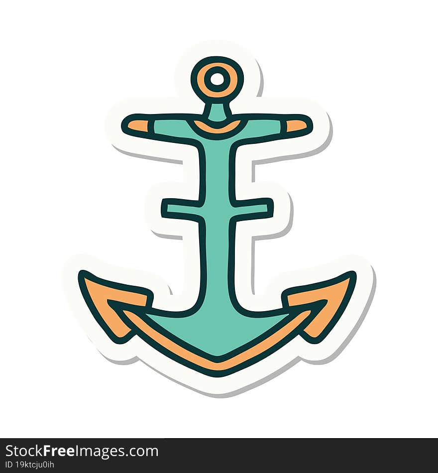 sticker of tattoo in traditional style of an anchor. sticker of tattoo in traditional style of an anchor