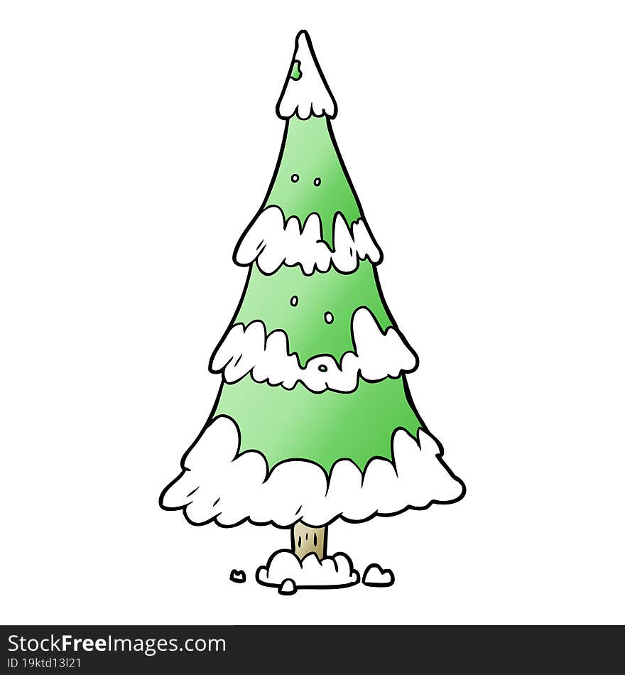 cartoon snowy christmas tree. cartoon snowy christmas tree