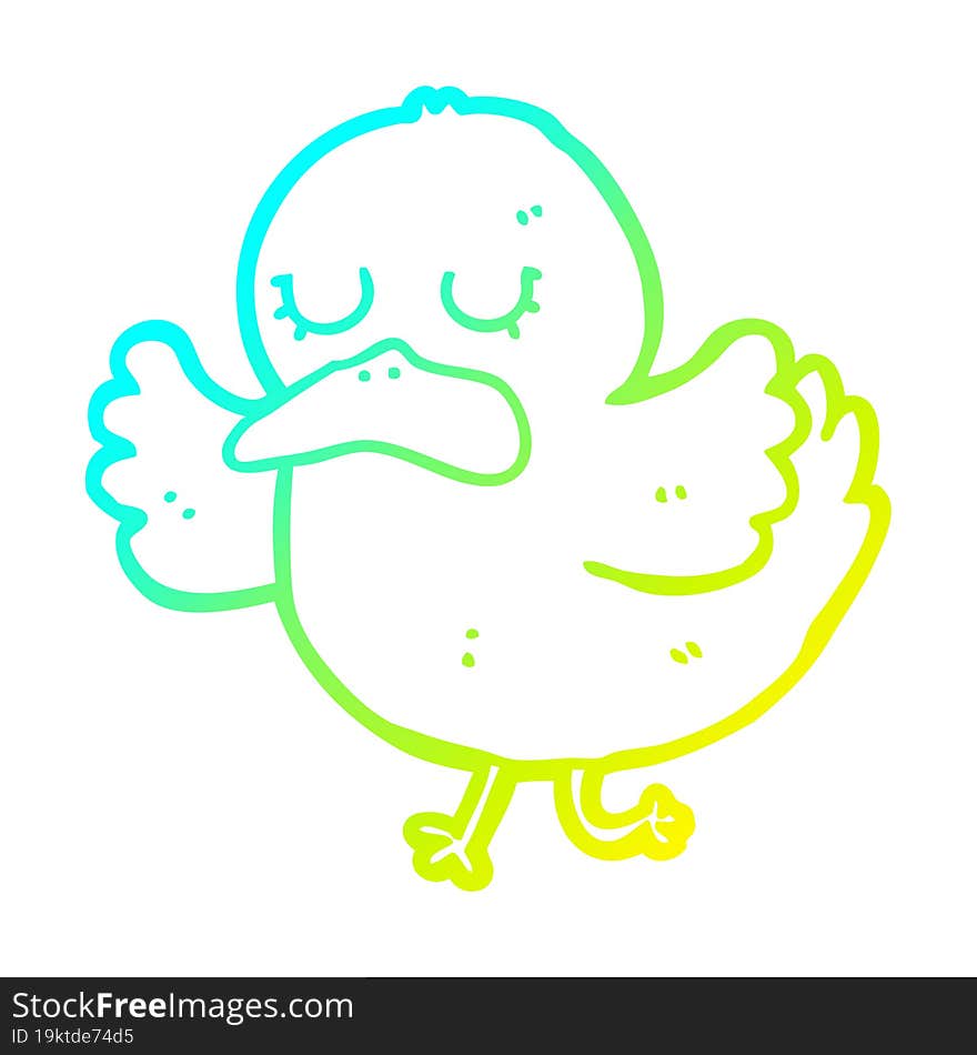 cold gradient line drawing cartoon duck