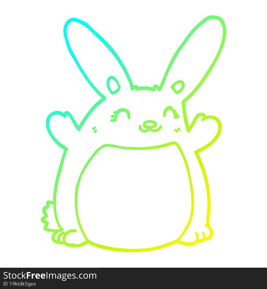 Cold Gradient Line Drawing Cartoon Rabbit