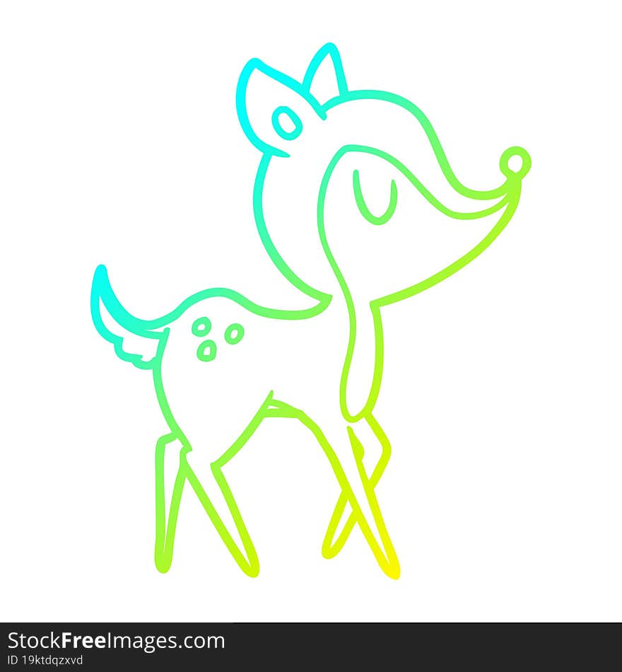 cold gradient line drawing cartoon cute deer