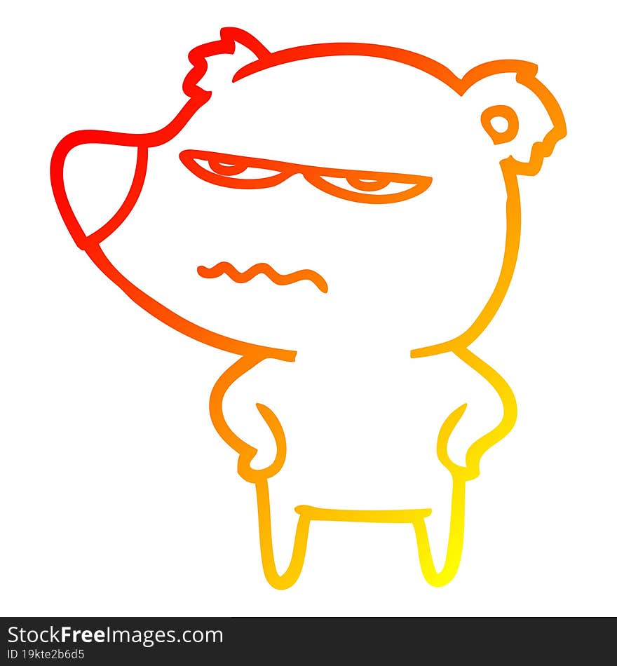 Warm Gradient Line Drawing Angry Bear Polar Cartoon