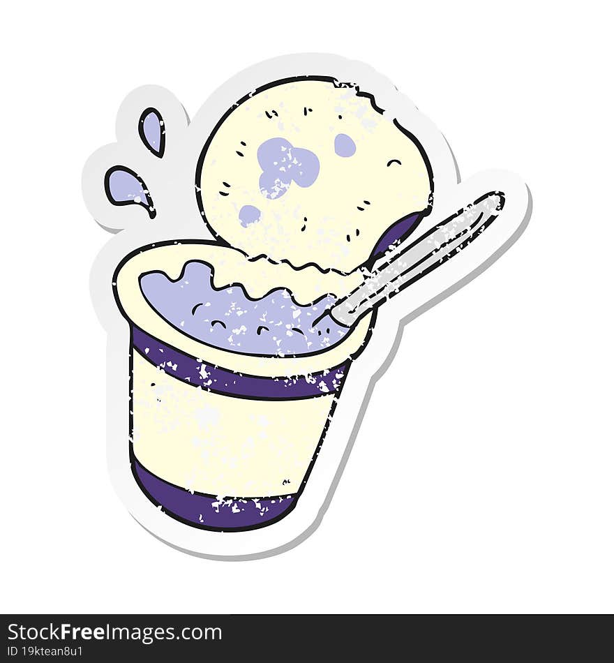 retro distressed sticker of a carton yogurt