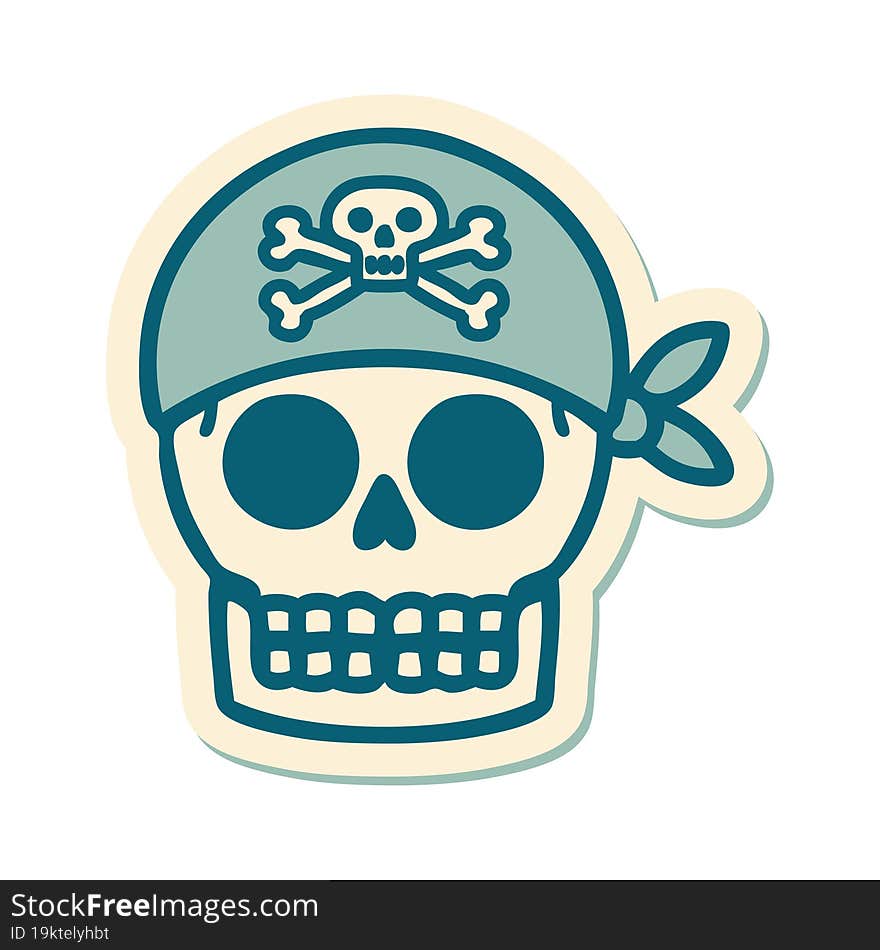 tattoo style sticker of a pirate skull