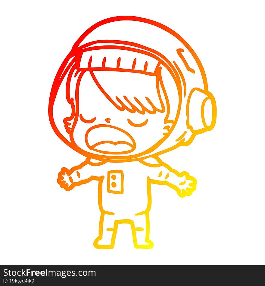 warm gradient line drawing cartoon talking astronaut