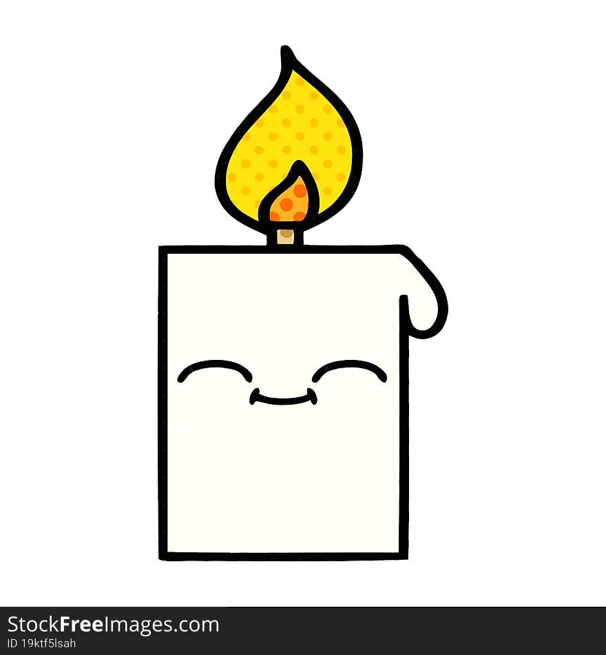 comic book style cartoon of a lit candle