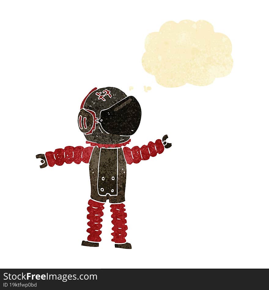 Cartoon Astronaut Reaching With Thought Bubble