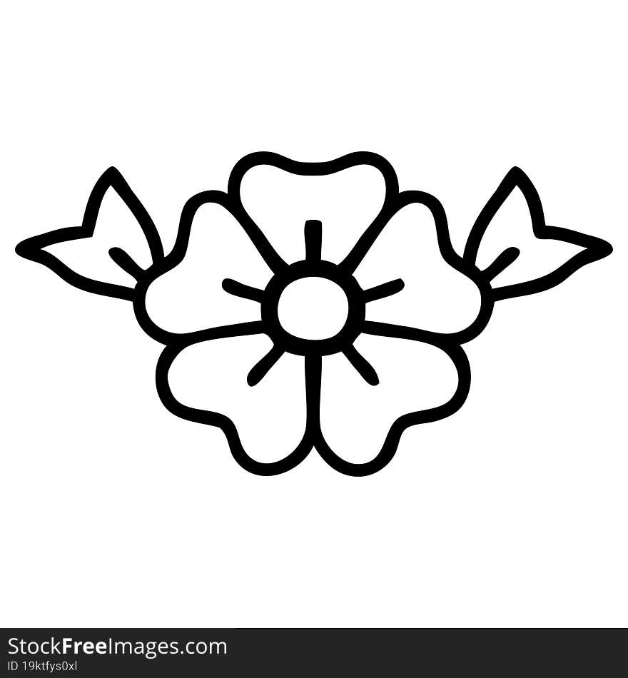 black line tattoo of a flower