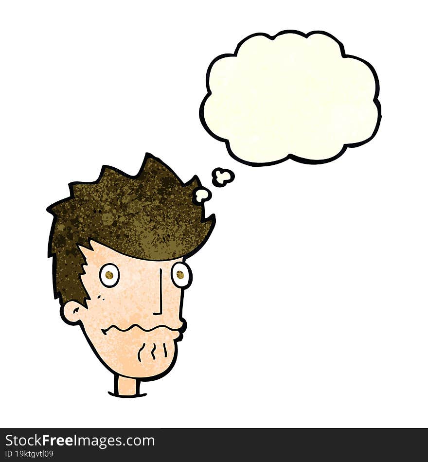 Cartoon Nervous Man With Thought Bubble